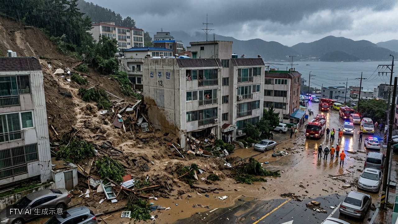 南韓南部暴雨成災！巨濟市土石流沖毀公寓釀1死3傷