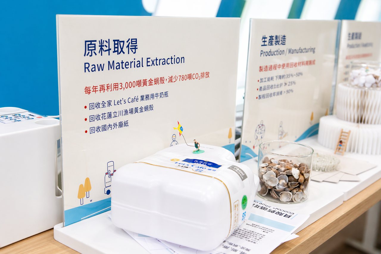 廢蜆殼變防腐劑，廢牛奶瓶變清潔劑瓶身，挑品、全家攜手，打造「循環清潔劑」