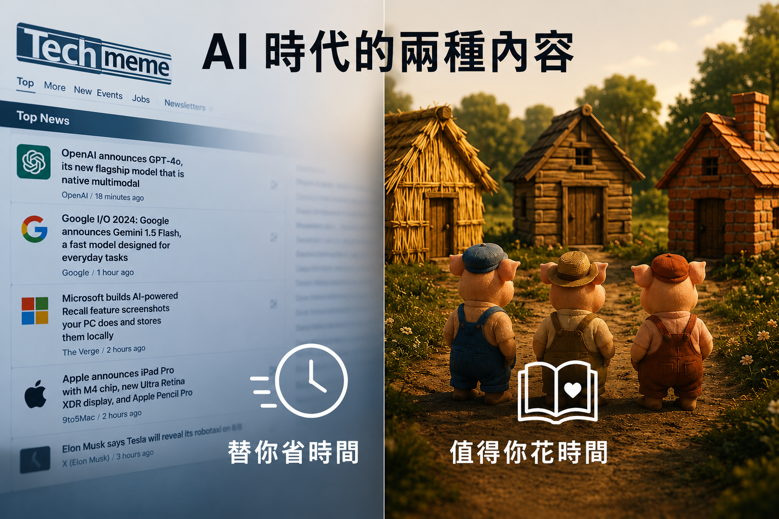 AI 時代的兩種內容:替你省時間、值得你花時間's OG Image